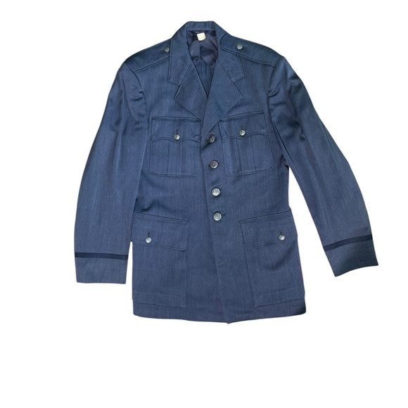 Vintage USAF Squadron Leader Gabardine 84 Blue Wool Military Dress Coat - Picture 1 of 16